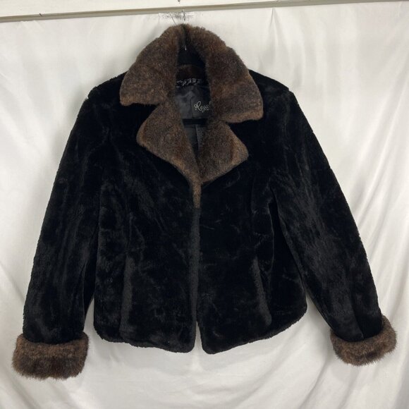 Regal Faux Fur Black and Brown Fuzzy Short Jacket Womens Size XS - Picture 4 of 13